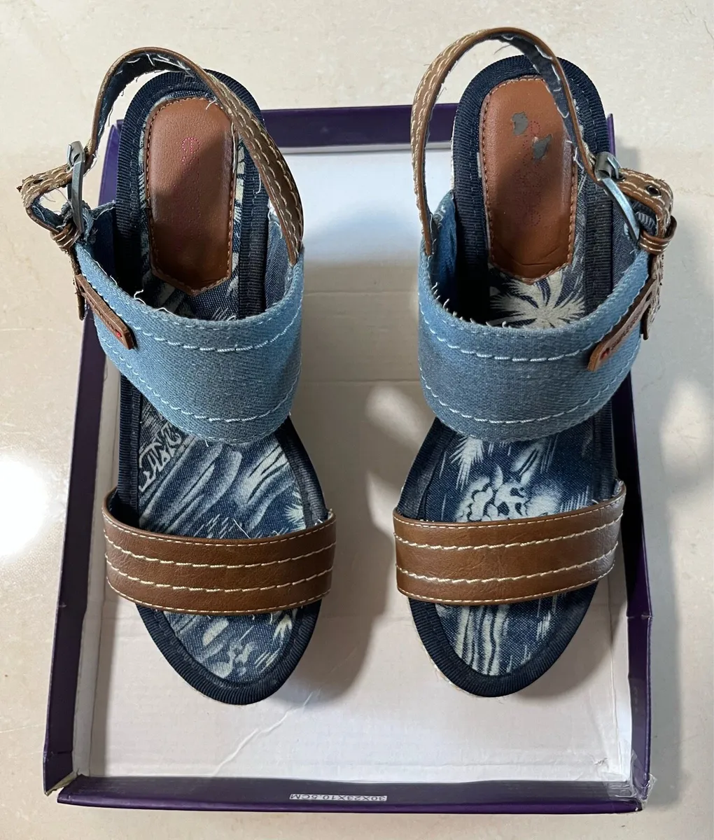 Denim Wedge Sandals - Size 6 / 39 - Image 2