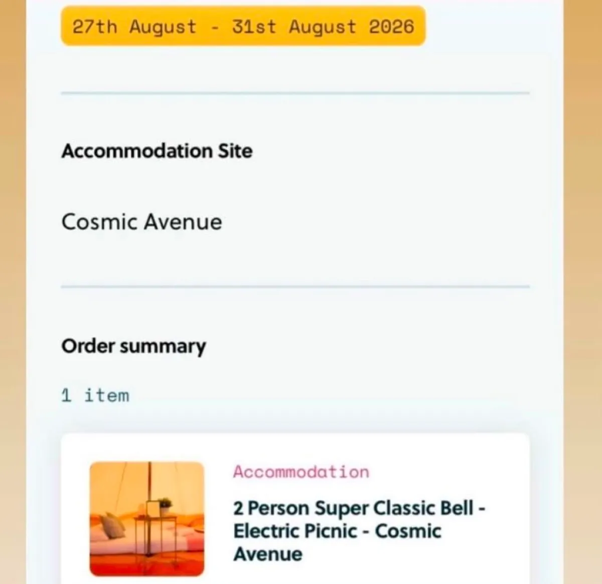 Electric Picnic x2 Person Glamping