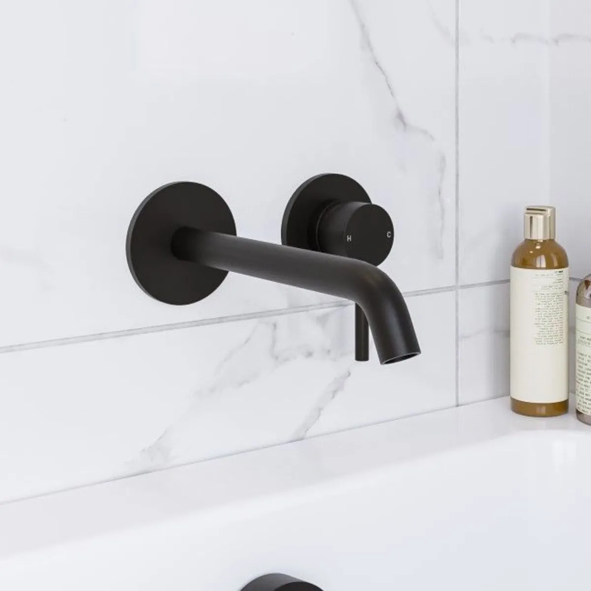 Black Wall Mounted Bath Mixer Tap - Arissa - Image 2
