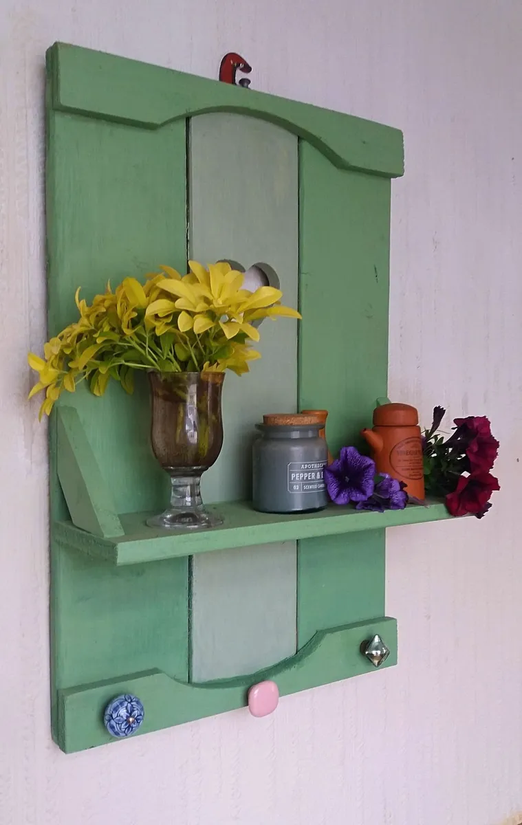 NEW Rustic Floating Shelf / Coat Rack with hooks - Image 1