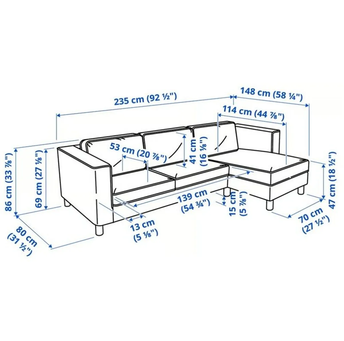 IKEA PARUP 3 seat Sofa with Chaise Longue - Image 3