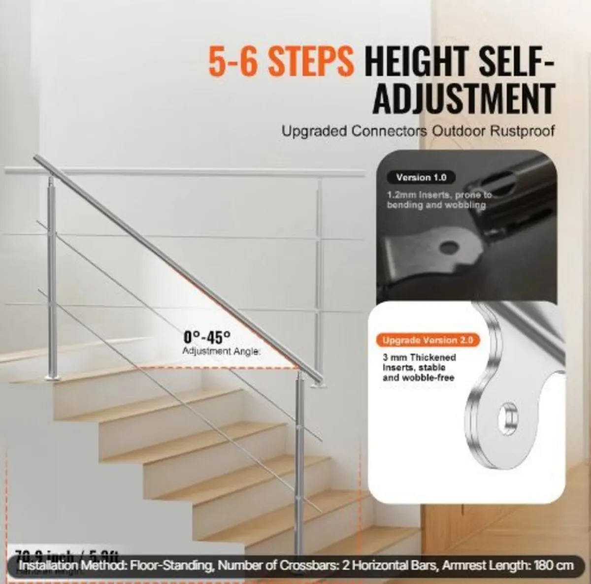180.1 cm Handrails for Outdoor Steps 2 - Image 2