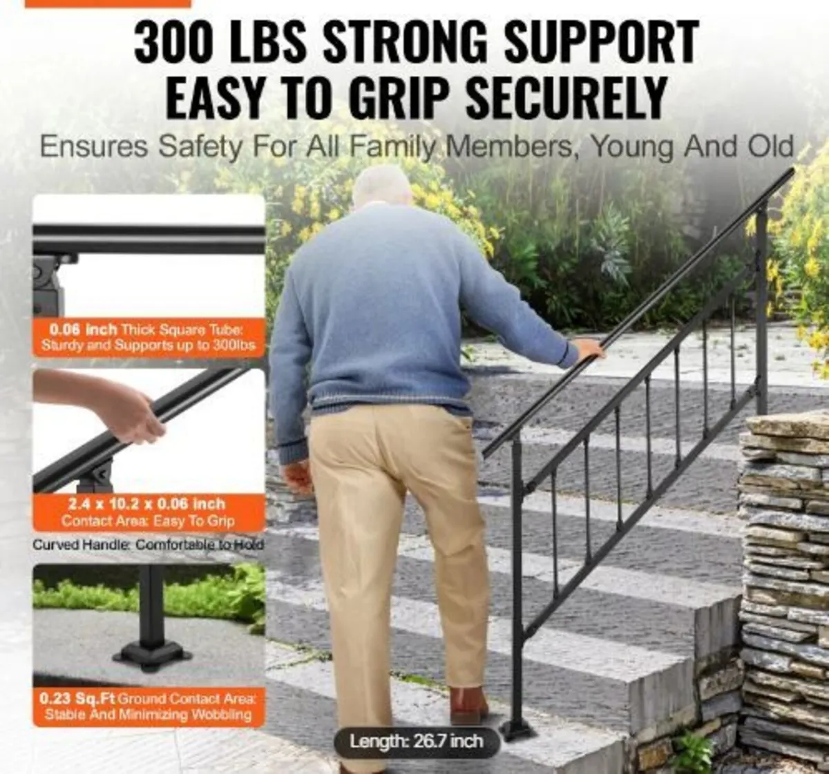 Outdoor Stair Railing, Fits for 1-4 Steps - Image 2