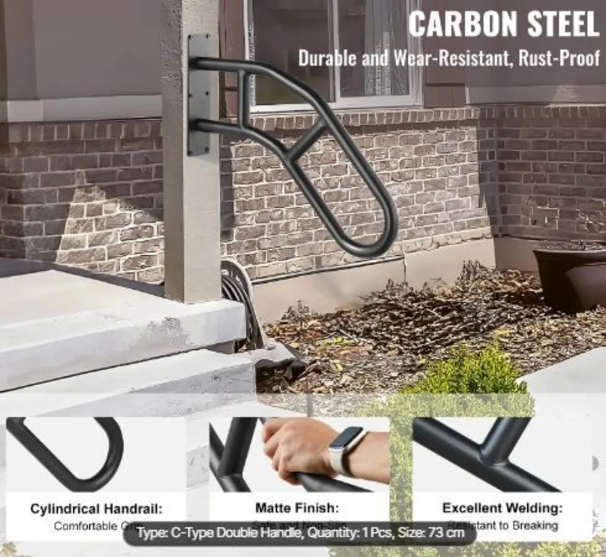 Handrails for Outdoor Steps, 29" Length Wall - Image 3