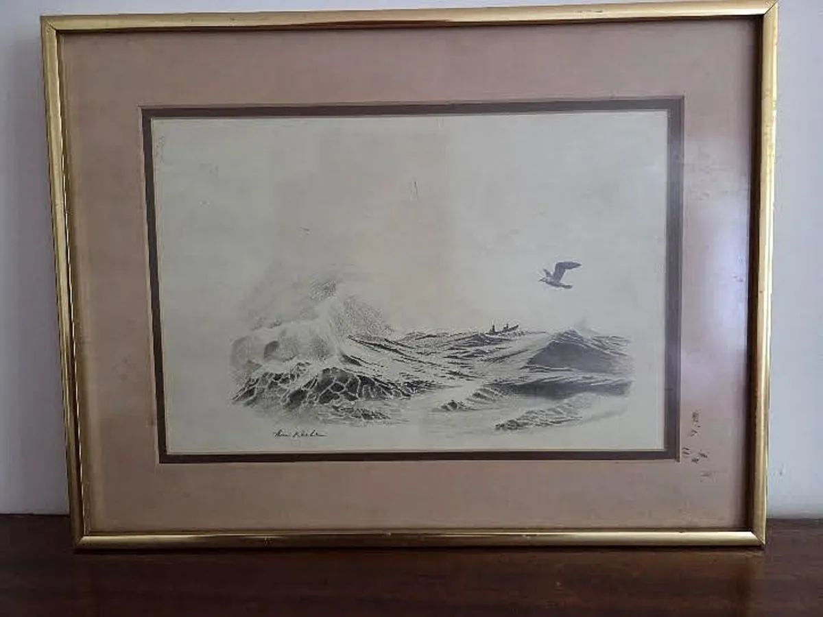 Original Drawing Signed  Irish Artist Tom Roche - Image 1