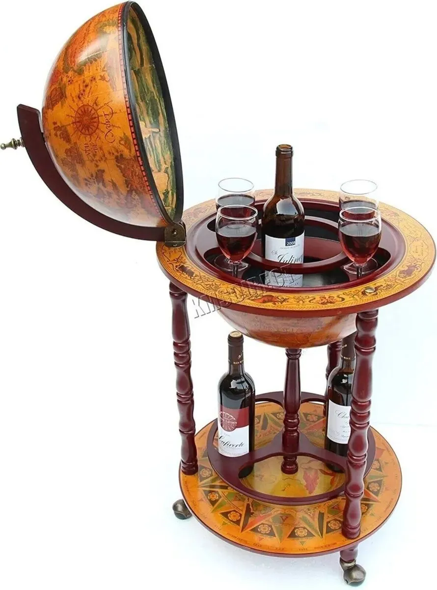 Globe Bar Wooden Wine & Whisky Cabinet - Image 2
