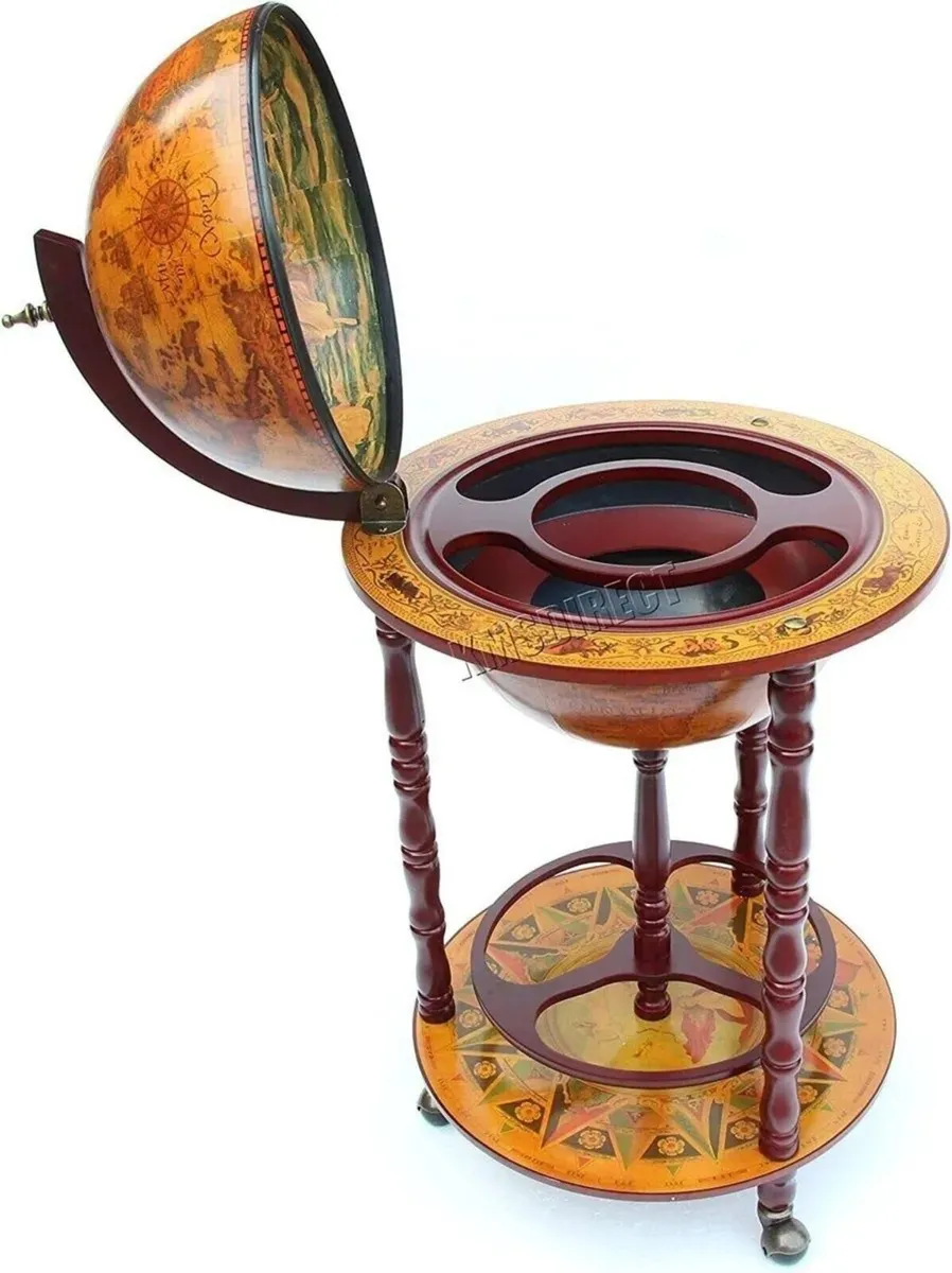 Globe Bar Wooden Wine & Whisky Cabinet - Image 3