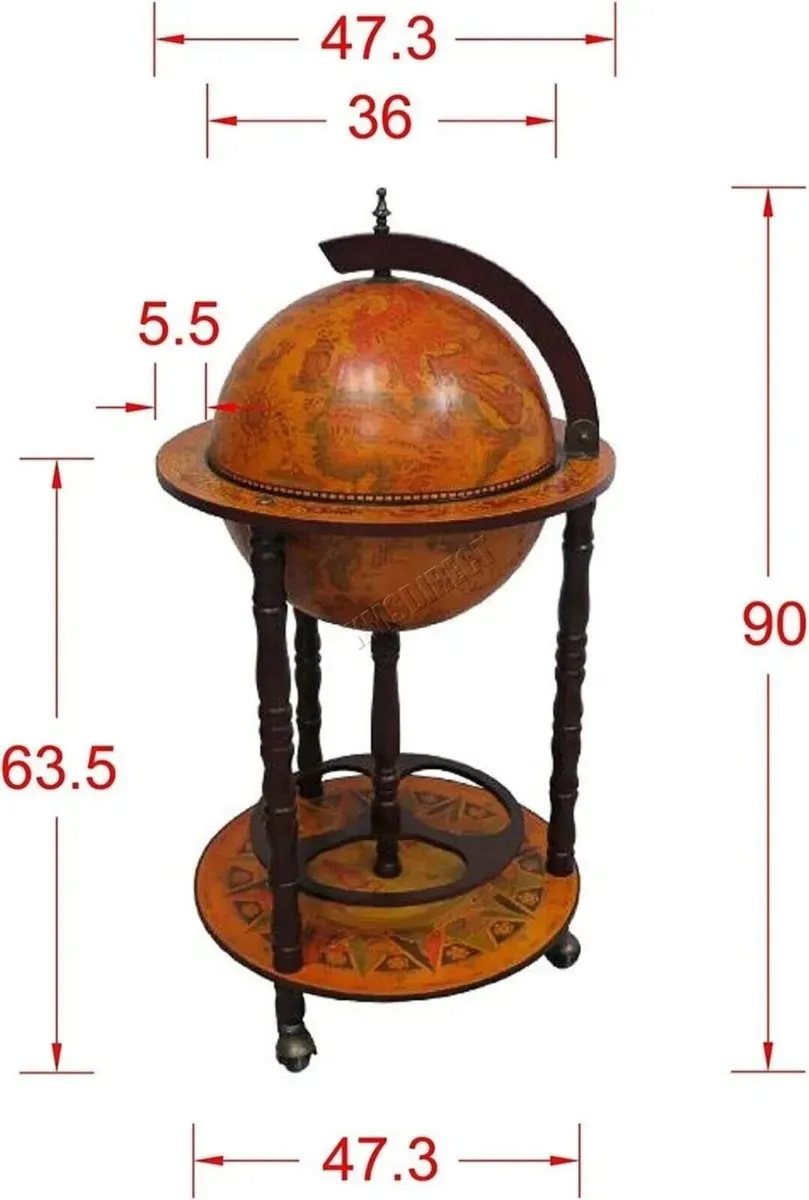 Globe Bar Wooden Wine & Whisky Cabinet - Image 1