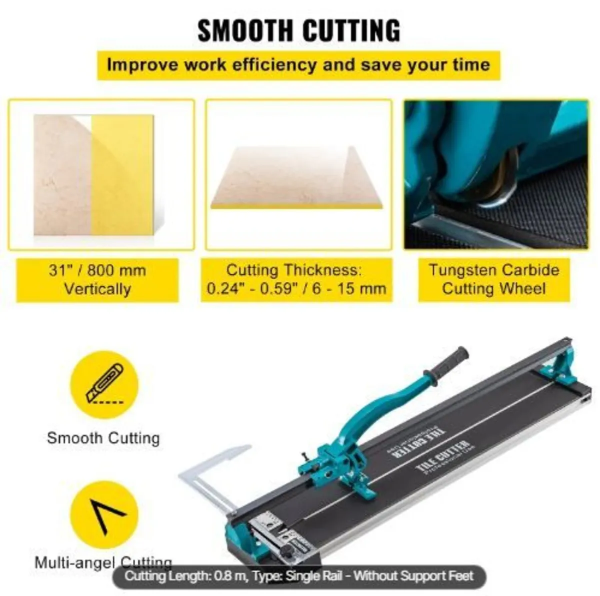 800 mm Tile Cutter Single Rail Manual Tile - Image 2