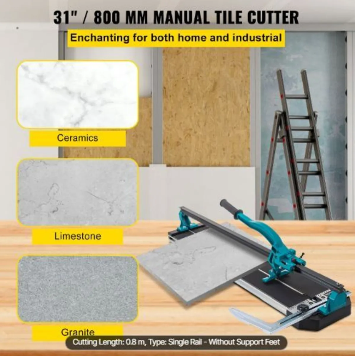 800 mm Tile Cutter Single Rail Manual Tile - Image 3
