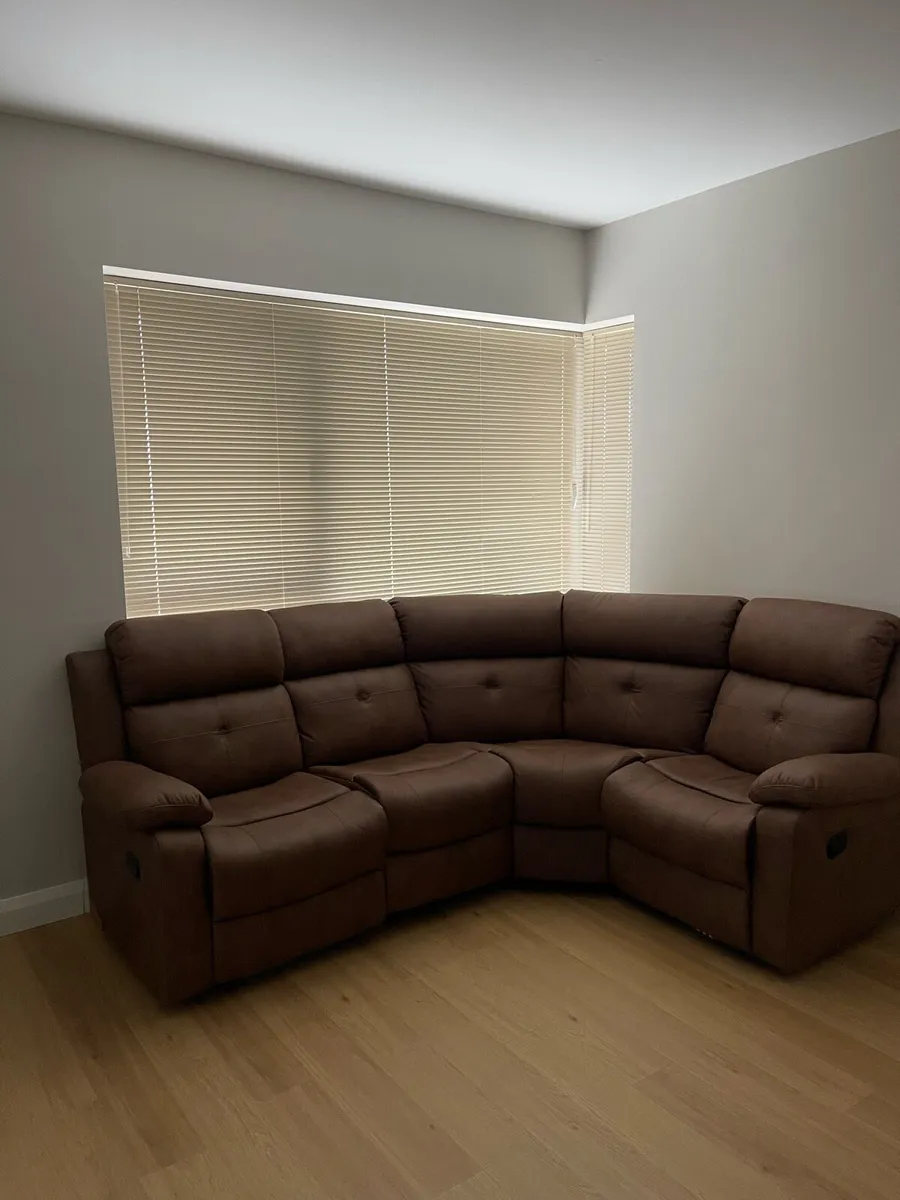 Brand New Brown Fabric Corner Recliner Sofa - Image 1