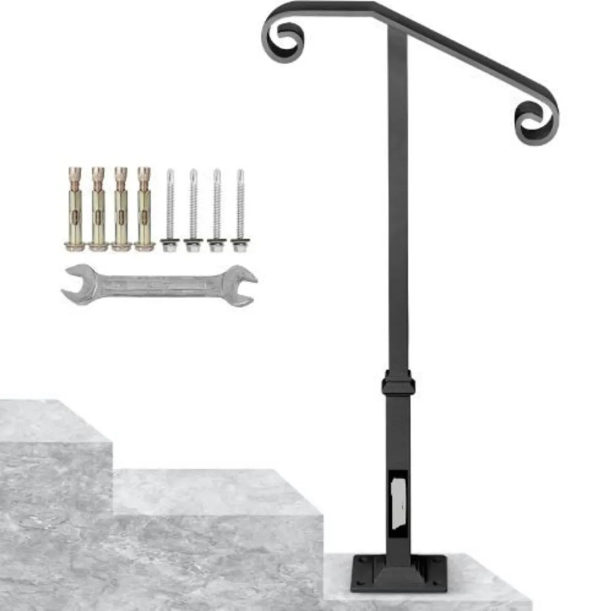 Dark Gray Single Post Handrail Fits 1 or 2 Steps - Image 4