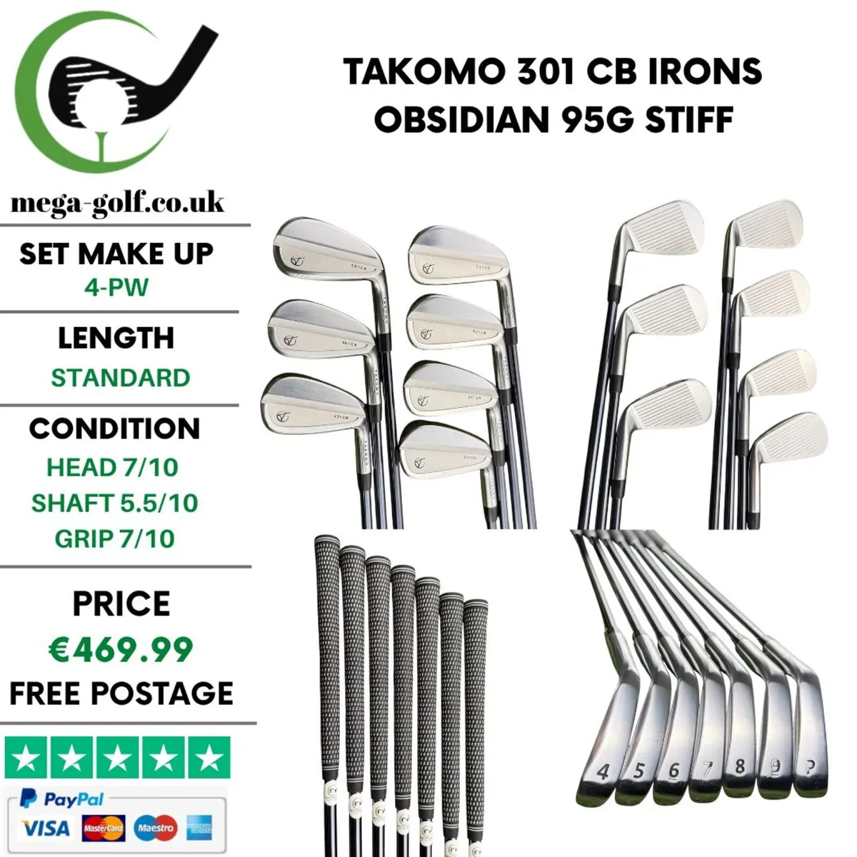 Takomo 301 CB Irons / 4-Pw / Obsidian 95g Stiff - Image 1