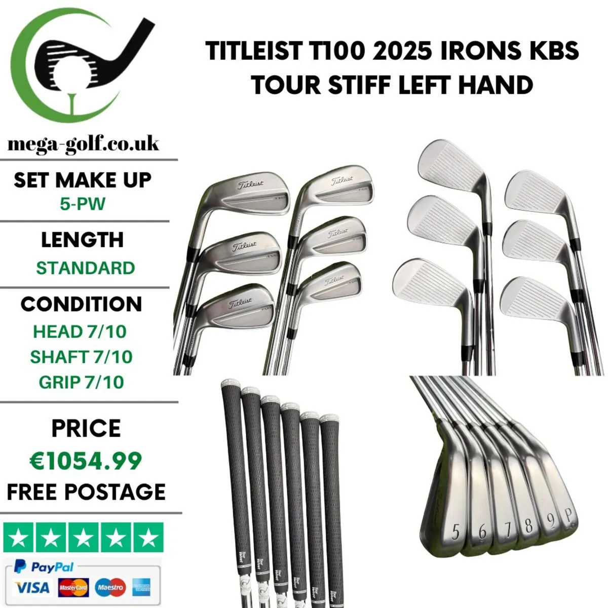 Titleist T100 2025 Irons / 5-Pw / Kbs Tour Stiff - Image 1