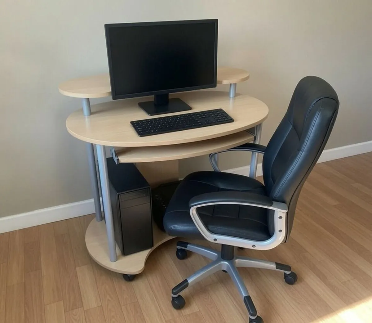 Compact Mobile Computer Desk with Tray & Shelf - Image 1