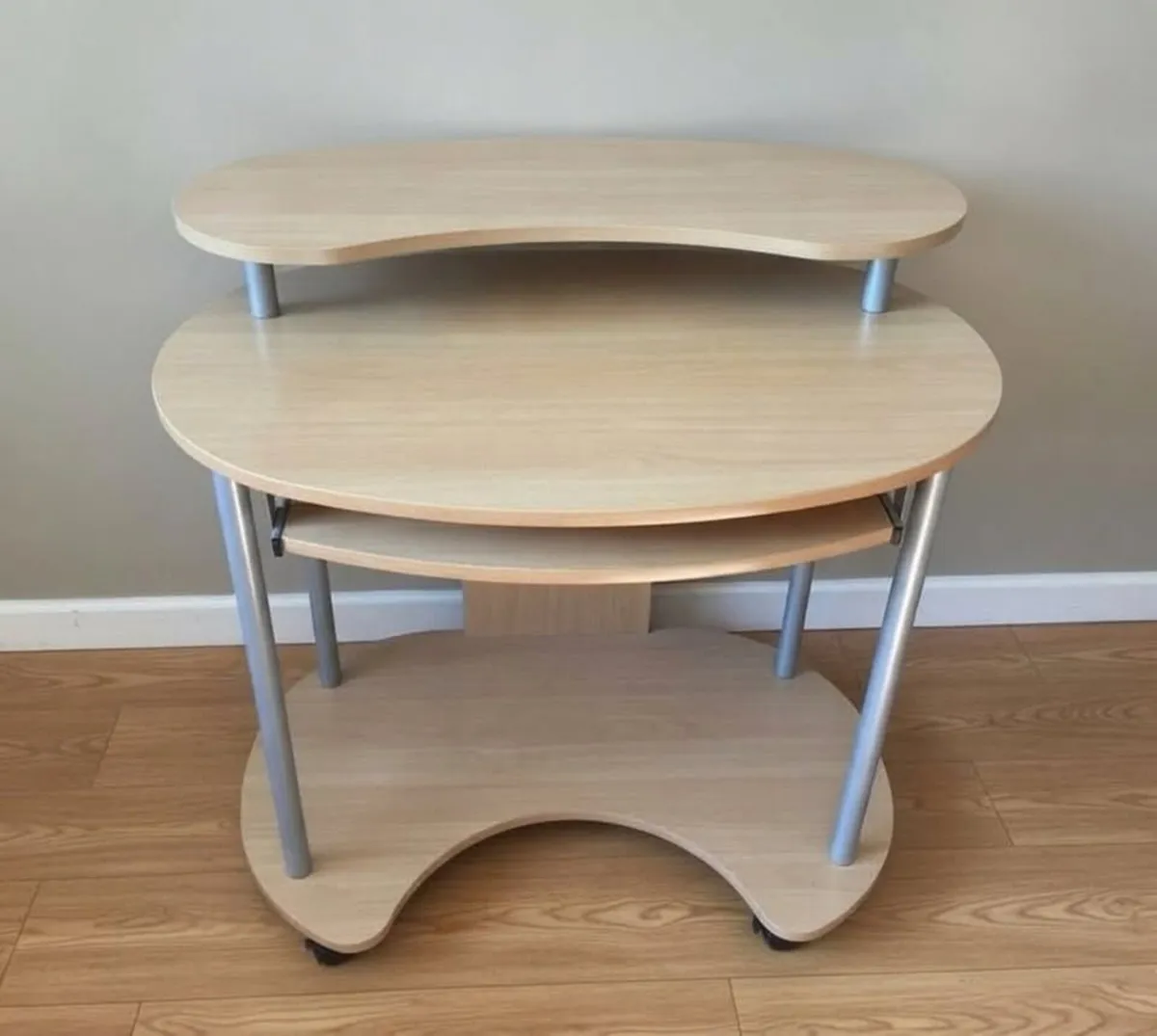 Compact Mobile Computer Desk with Tray & Shelf - Image 2