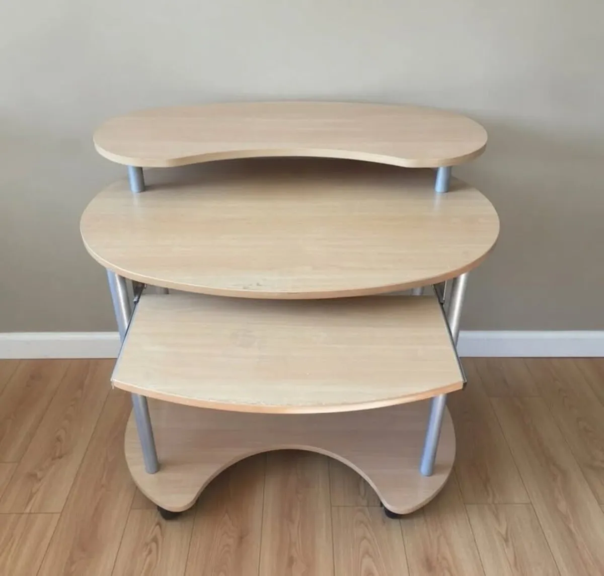 Compact Mobile Computer Desk with Tray & Shelf - Image 3