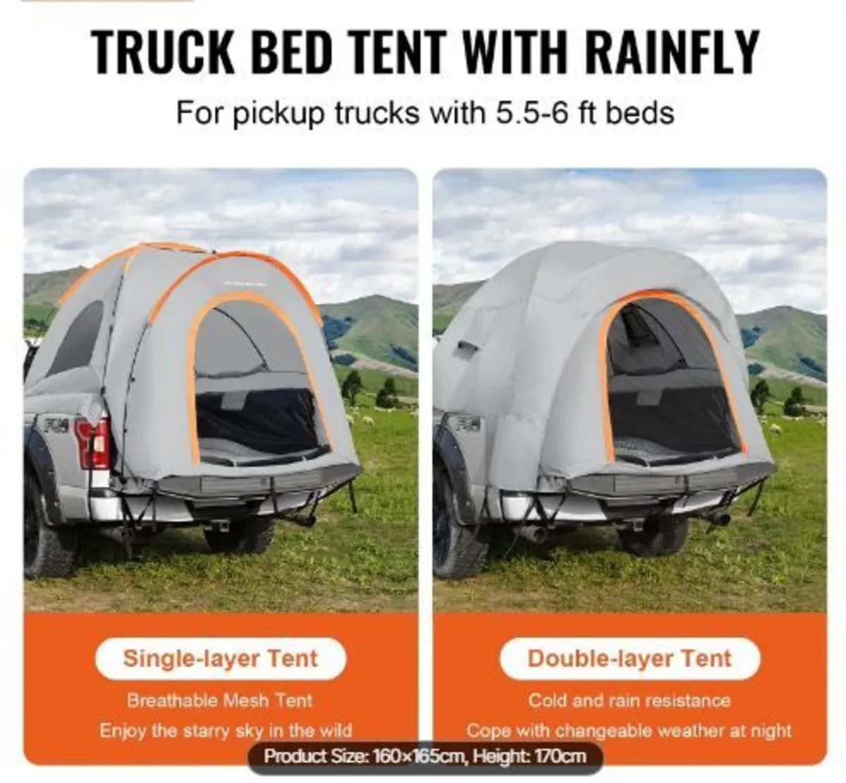 Truck Bed Tent, 5.5'-6' Pickup Truck Tent - Image 2