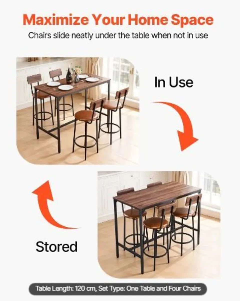 Bar Table, 5PCS 1193.8mm Bars Tables Set - Image 4
