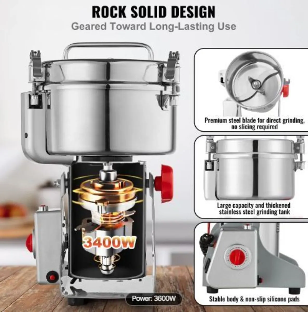 2500g Electric Grain Mill Grinder, High Speed - Image 4