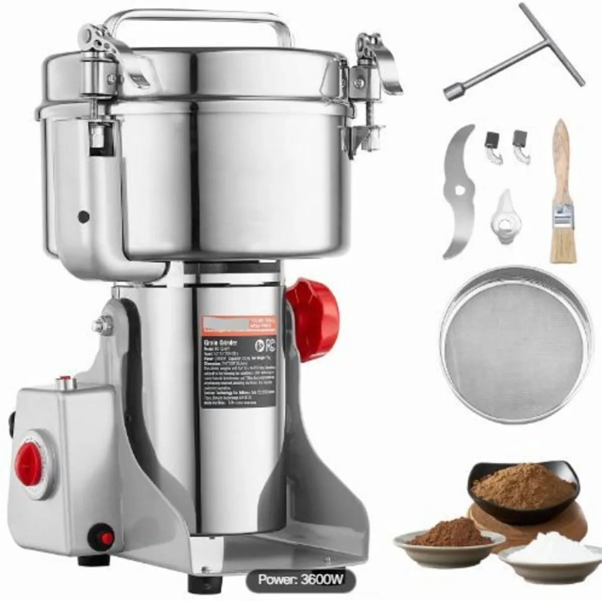 2500g Electric Grain Mill Grinder, High Speed - Image 2