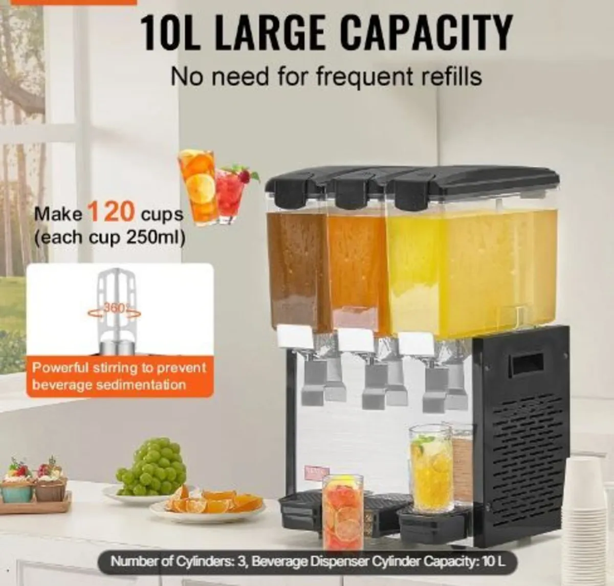 Commercial Beverage Dispenser, 3 Tanks 10 L - Image 2