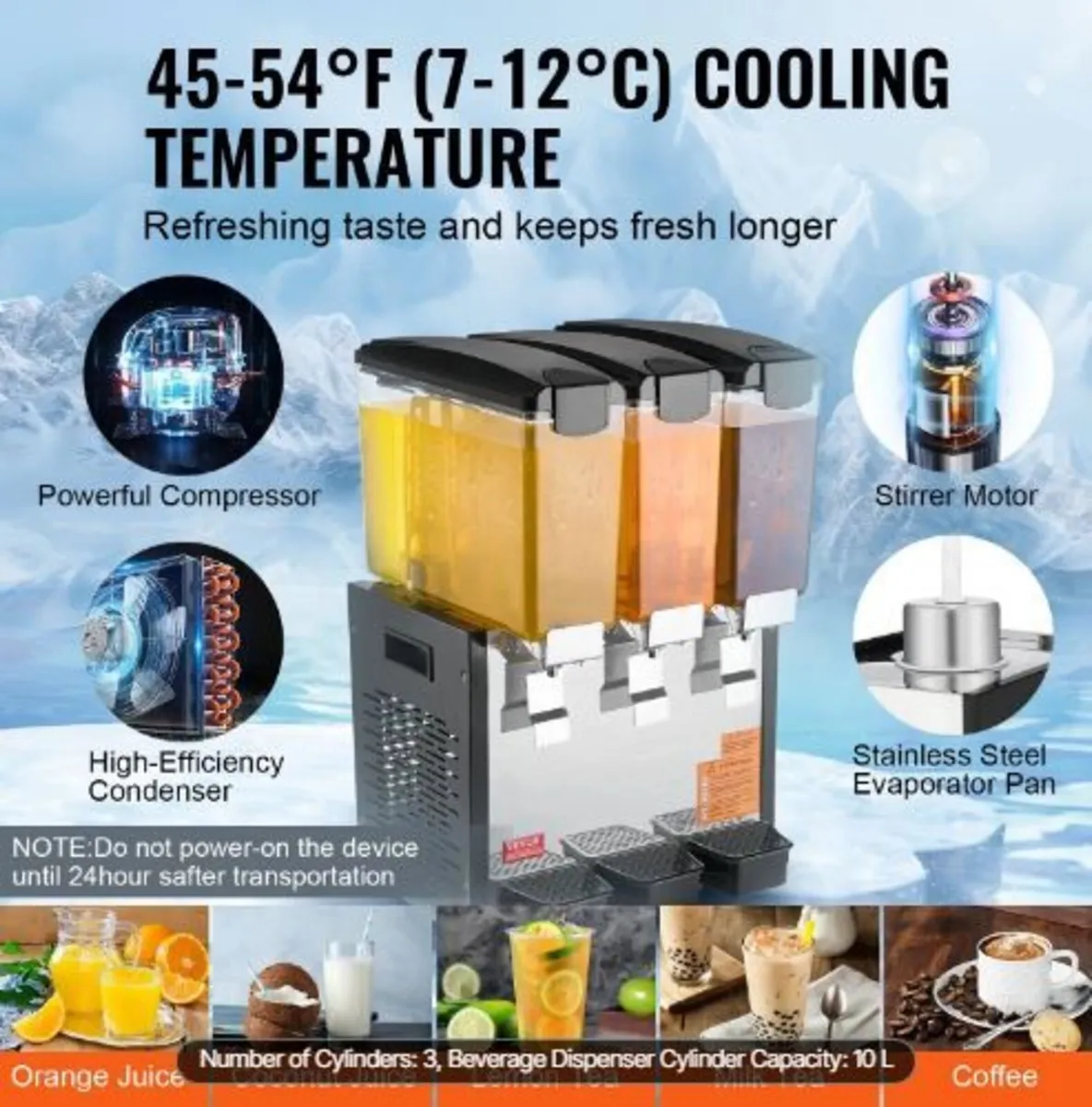 Commercial Beverage Dispenser, 3 Tanks 10 L - Image 4