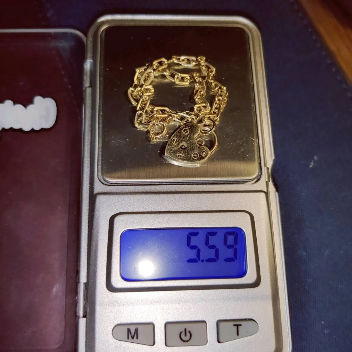 BOX LINK PADLOCK, 9CT SOLID Gold 5.59g Bracelet ! - Image 2