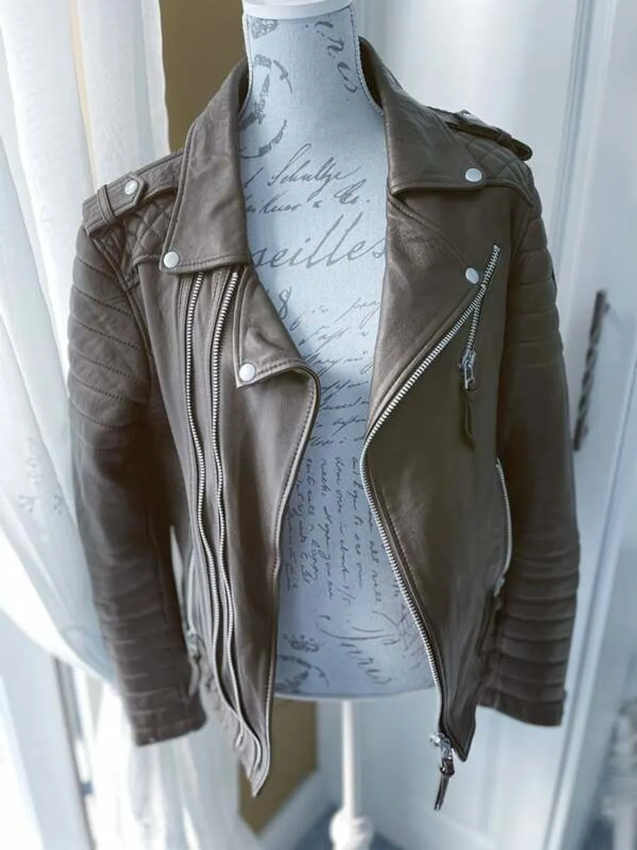 BODA SKINS Lambskin Leather Biker Jacket Size L Bruce Springsteen River Tour 2016 Patch - Image 3