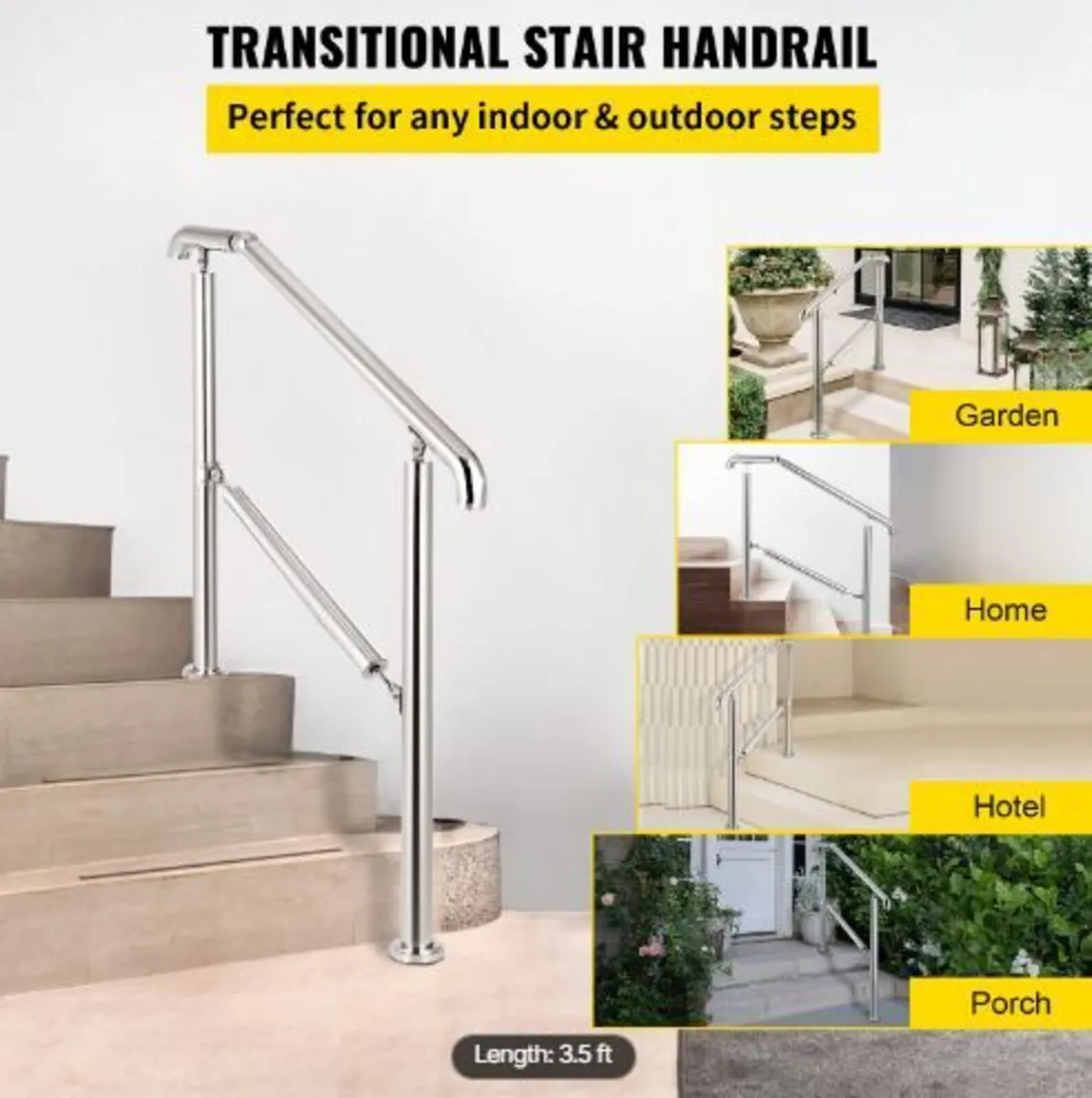 3 Step Railing Stainless Steel Transitional - Image 2