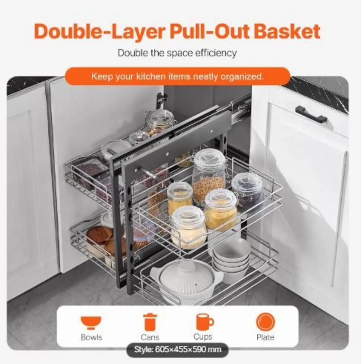 Min 15"W Opening Blind Corner Pull Out Organizer - Image 2