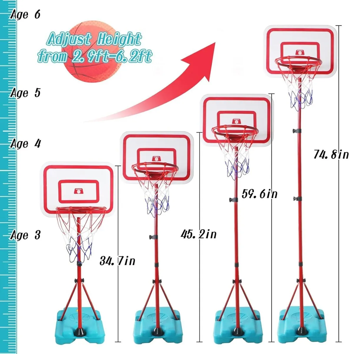 Basketball Stand 190cm Adjustable Kids Set - Image 3