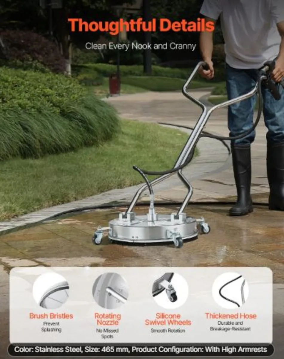 18" Pressure Washer Surface Cleaner, Stainless - Image 2