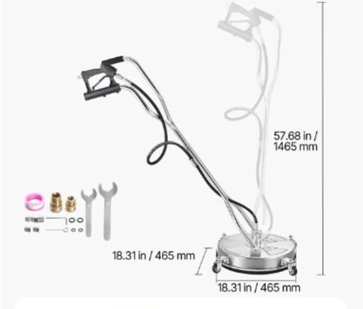 18" Pressure Washer Surface Cleaner, Stainless - Image 4