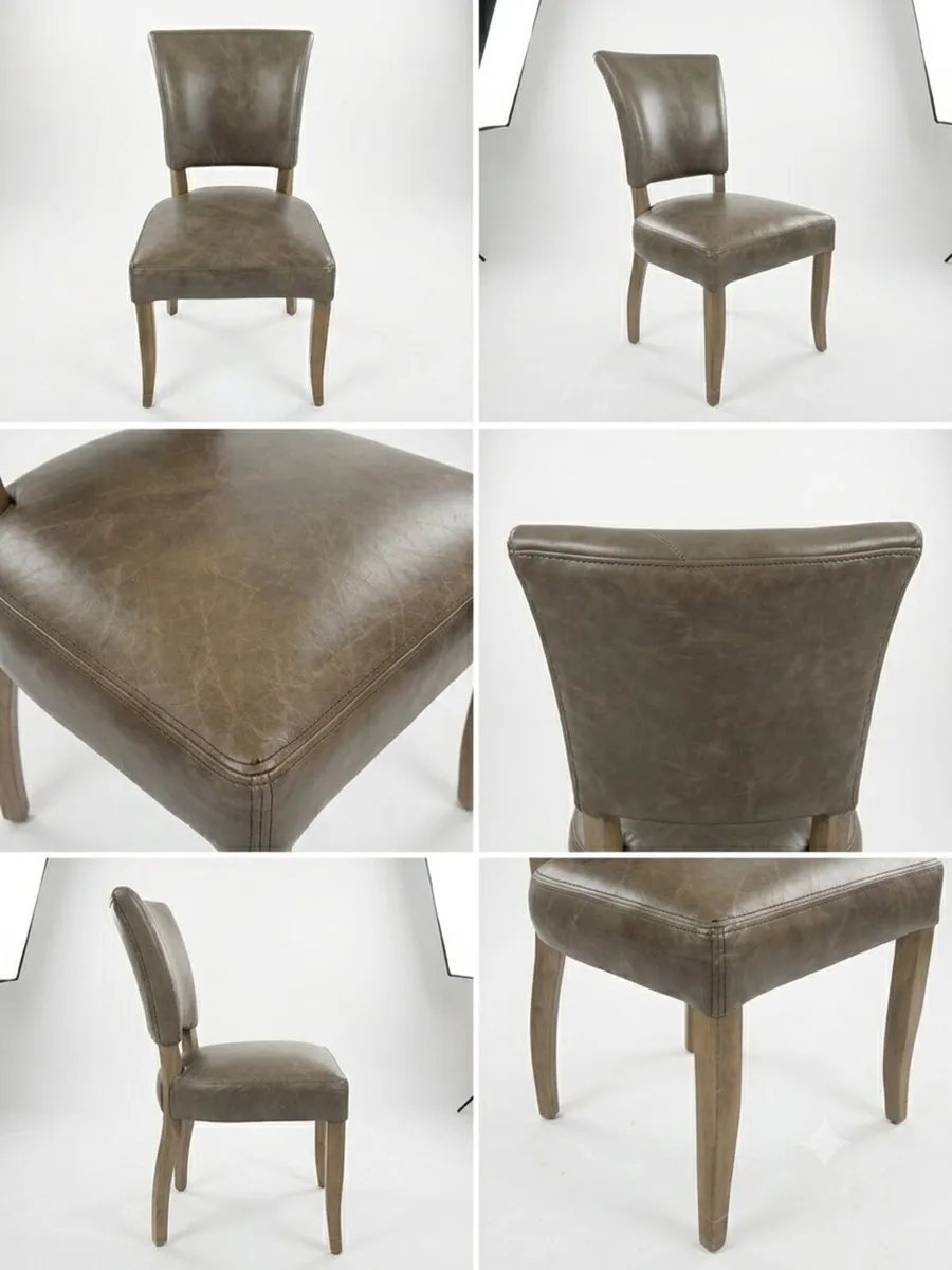 American solid wood table and Leather chairs - Image 2