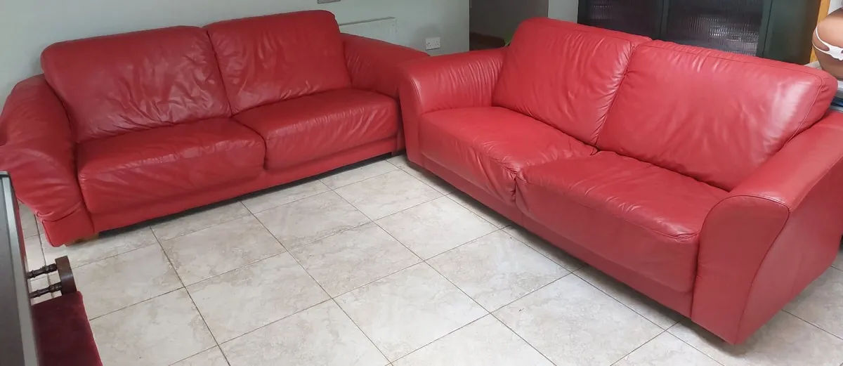 3+3 Red Sofa / Couch - Image 1