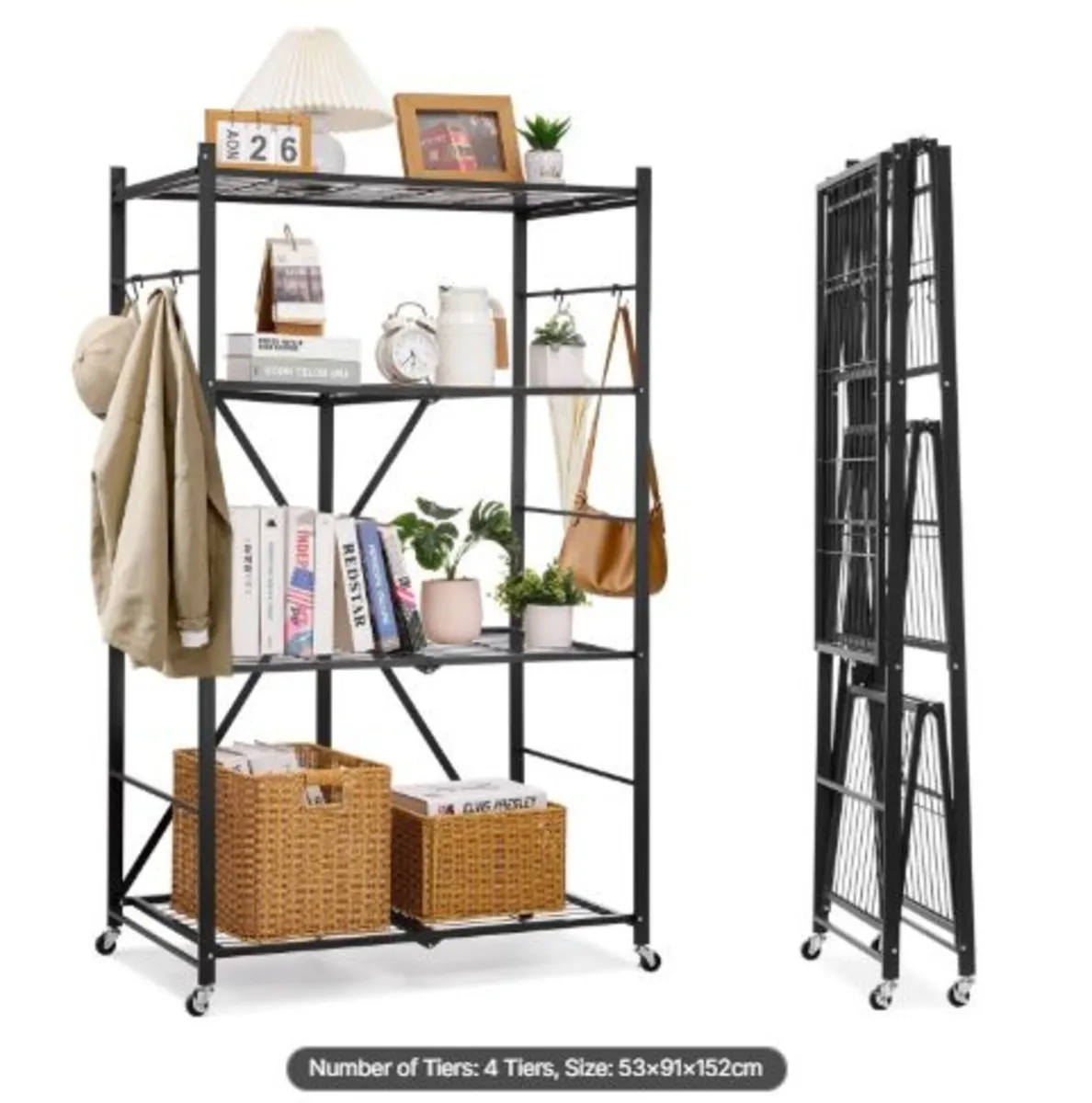 4-Tier Foldable Storage Shelf, 36W x 21D x 60H - Image 2