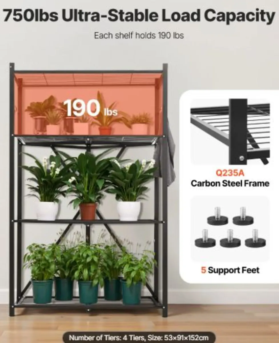 4-Tier Foldable Storage Shelf, 36W x 21D x 60H - Image 3