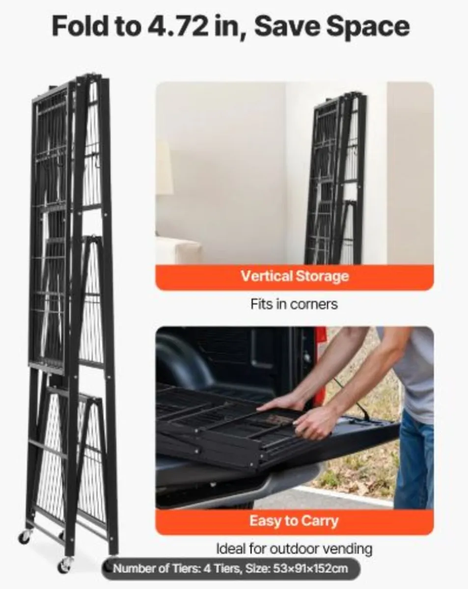 4-Tier Foldable Storage Shelf, 36W x 21D x 60H - Image 4