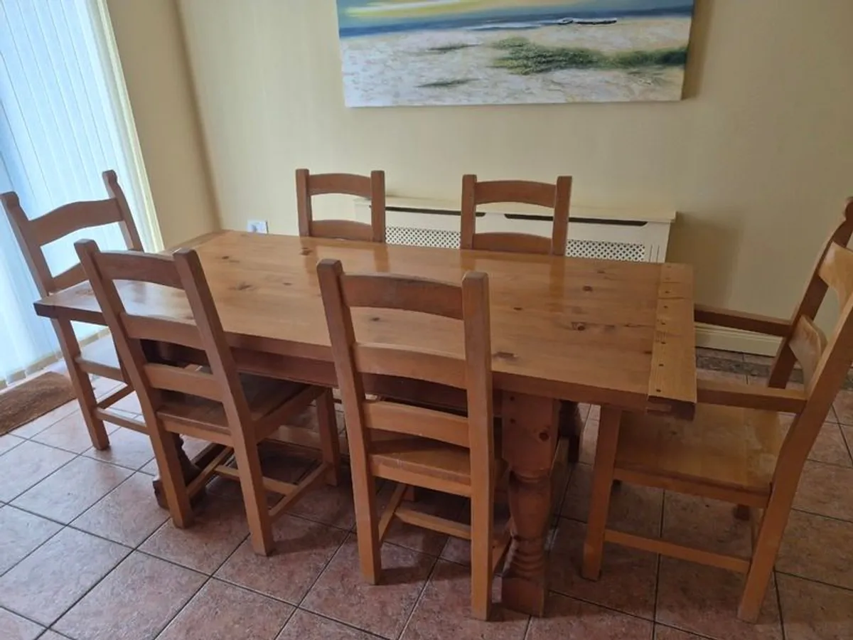 Solid Oak table and chairs - Image 2