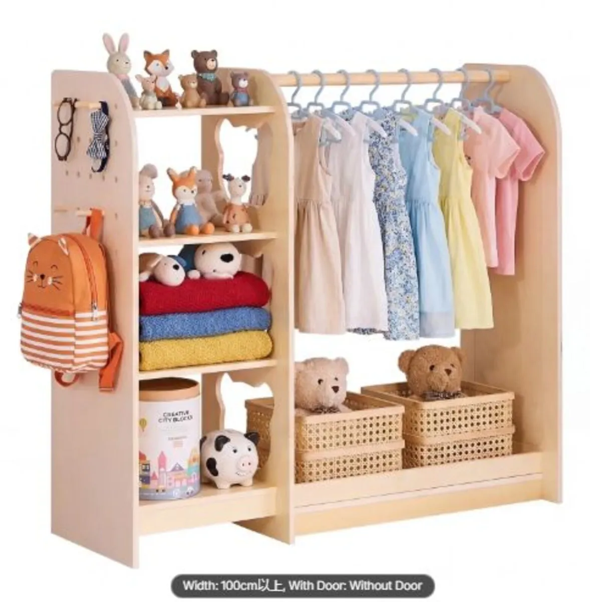 Kids Dress Up Storage, with Mirror, Wooden Kids - Image 3