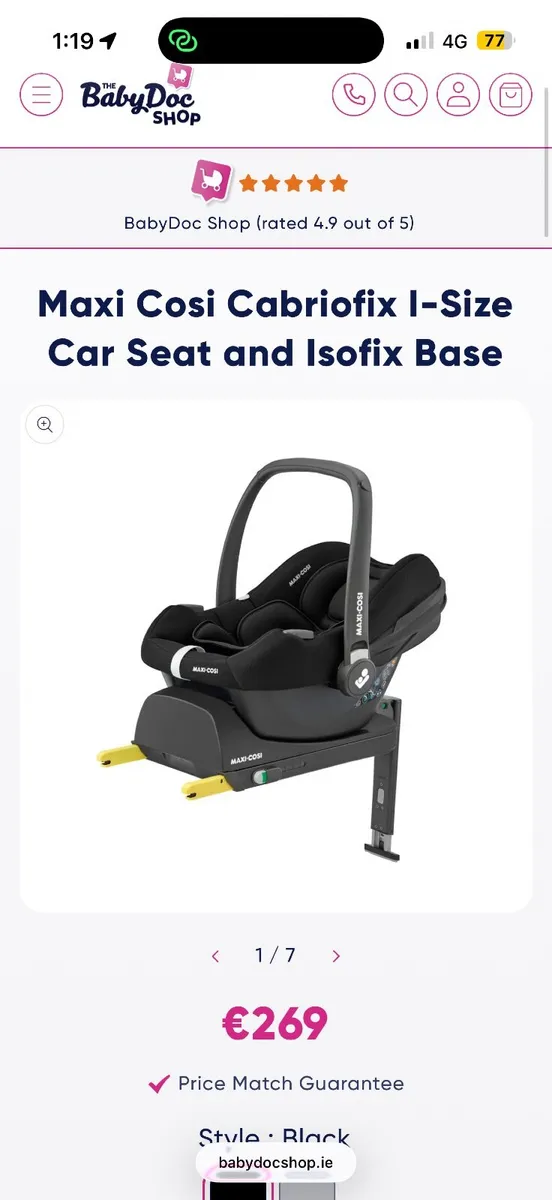 Maxi Cosi Cabriofix I-Size Car Seat and Isofix Bas - Image 2