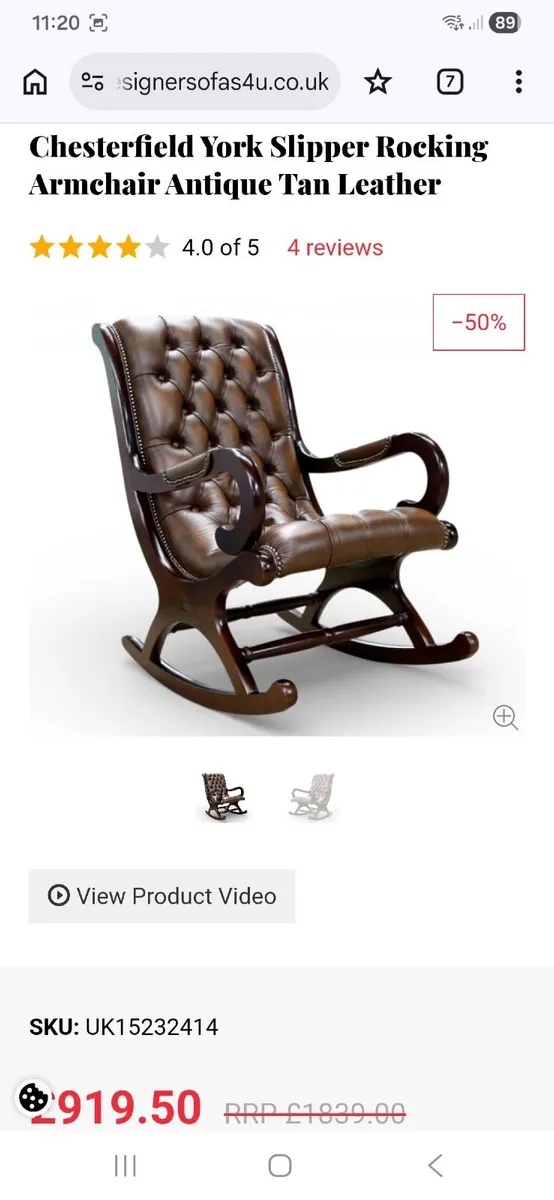 Chesterfield Slipper Rocking chair - Image 2