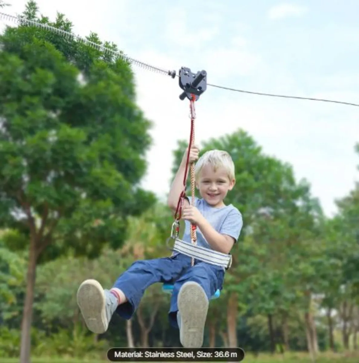 Zipline Kit for Kids and Adult, 36.6 m Zip Line - Image 1