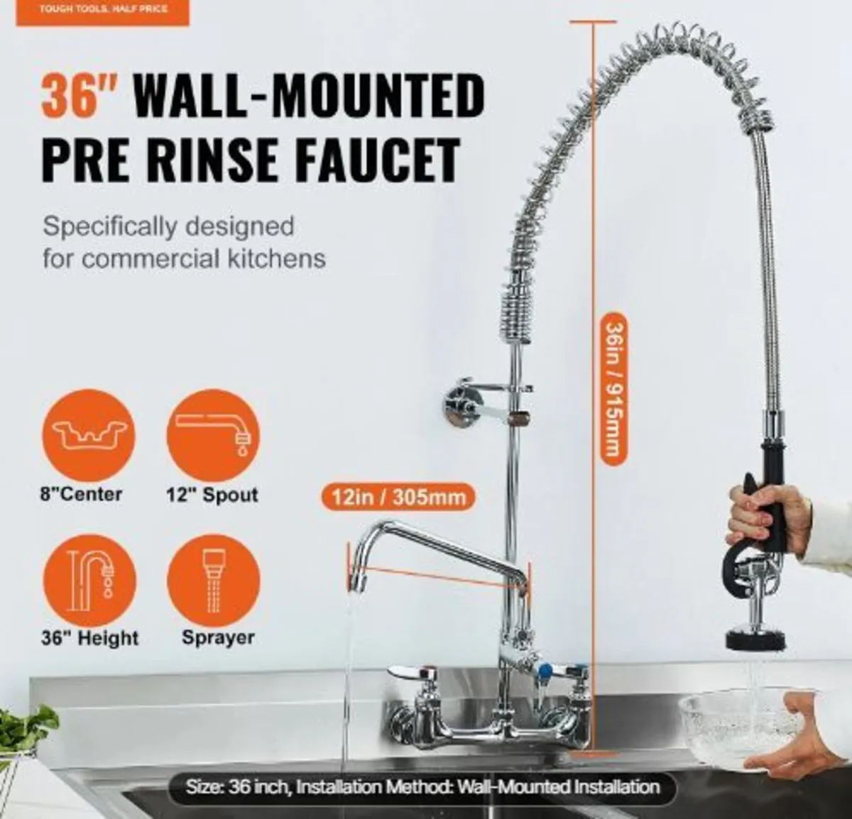 Commercial Faucet with Pre-Rinse Sprayer - Image 2