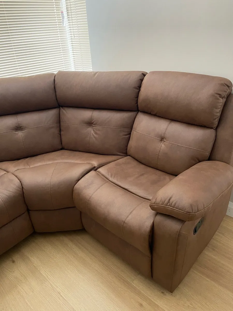 Brand New Brown Fabric Corner Recliner Sofa - Image 2