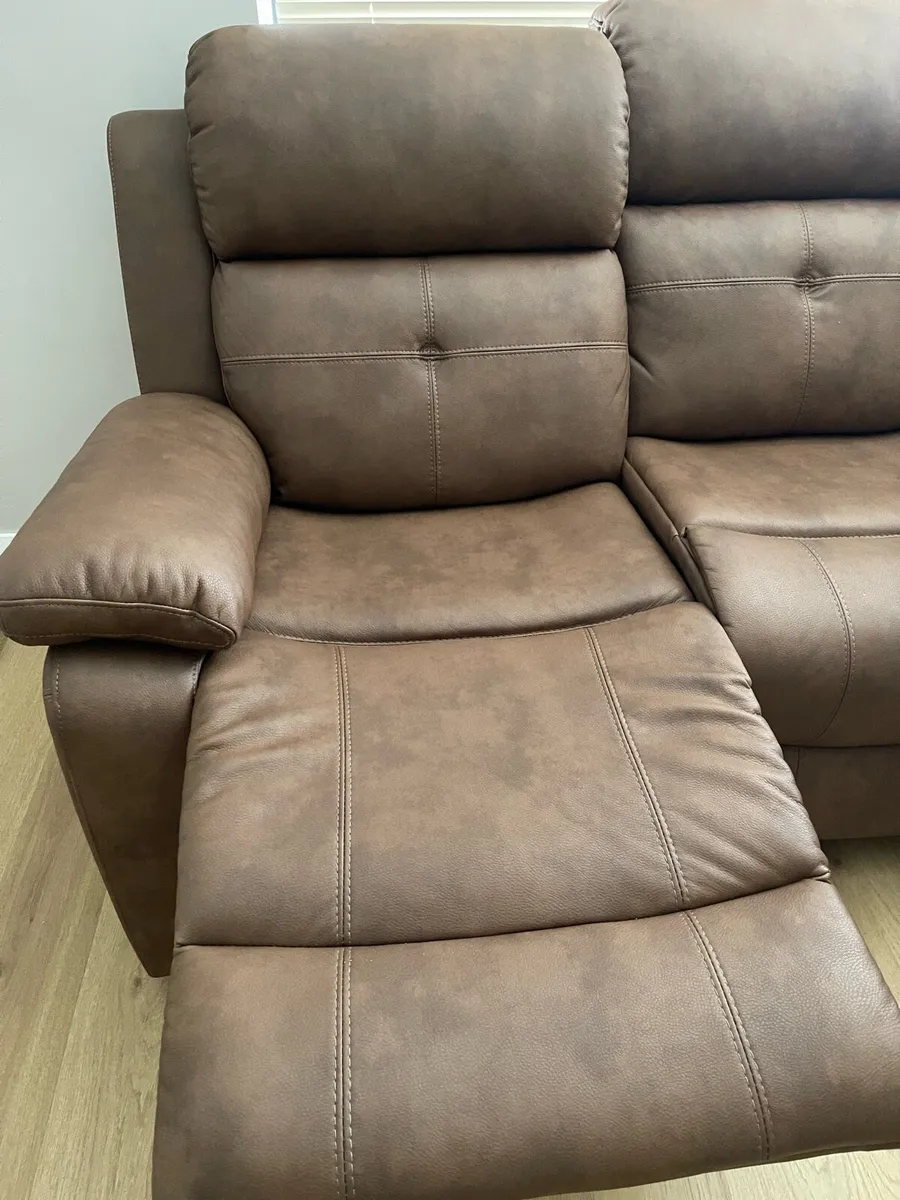 Brand New Brown Fabric Corner Recliner Sofa - Image 4