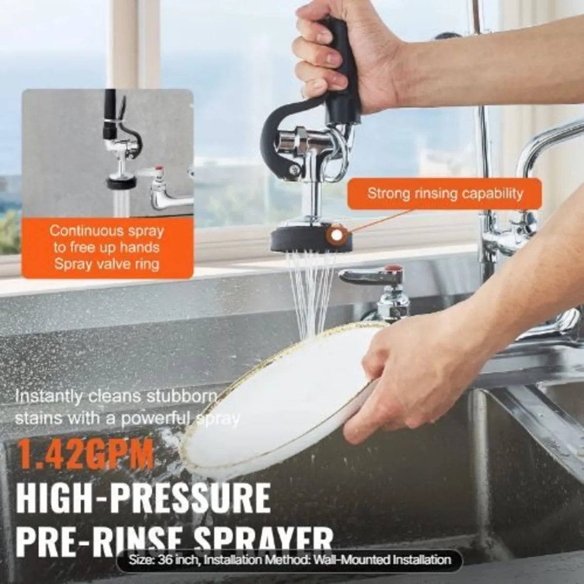 Commercial Faucet with Pre-Rinse Sprayer - Image 4