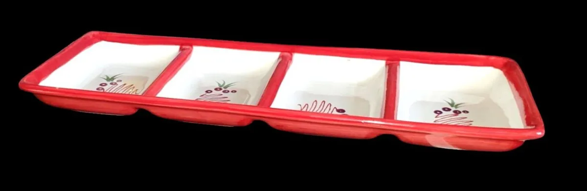Pristine "Festival" 4-Section Ceramic Serving Tray - Image 3