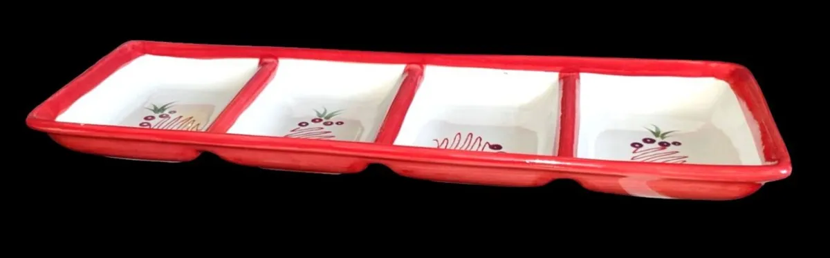 Pristine "Festival" 4-Section Ceramic Serving Tray - Image 4